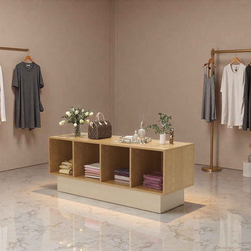 Présentoir de grande capacité dans le magasin de vêtements, Burlywood