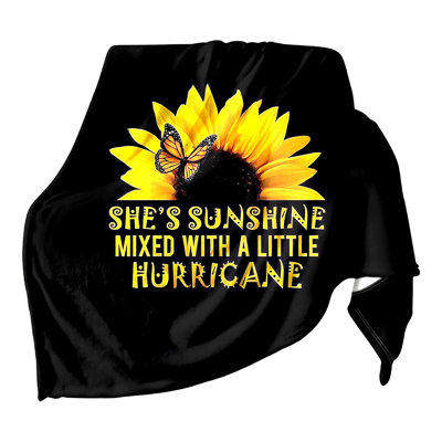 Sunshine Hurricane Flannel Fleece Blanket - Soft Yellow & Black Throw for Bed, Sofa, Couch, Living Room