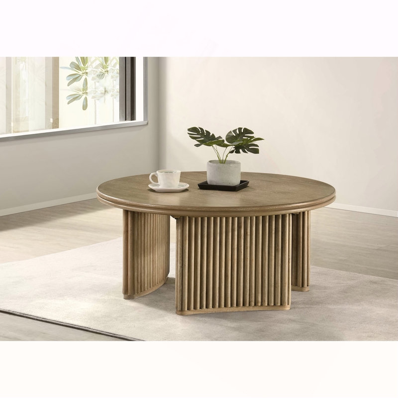 Dreydon Distressed Light Brown Round Coffee Table
