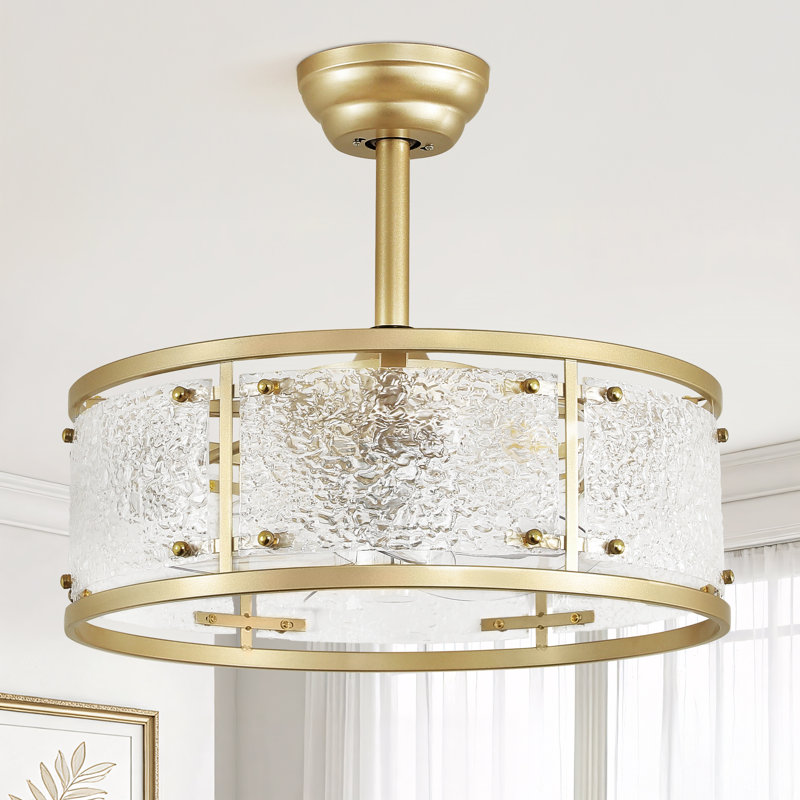 Ventilateur de plafond moderne 20 "avec ensemble d'éclairage et télécommande, Or brossé