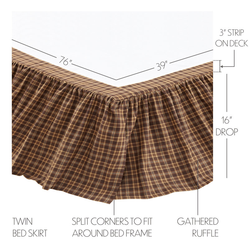 Prescott Rustic Cotton Twin Bed Skirt with Split Corner