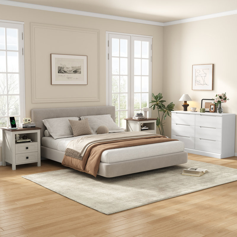 Ensemble de chambre à coucher Emy , Blanc / blanc