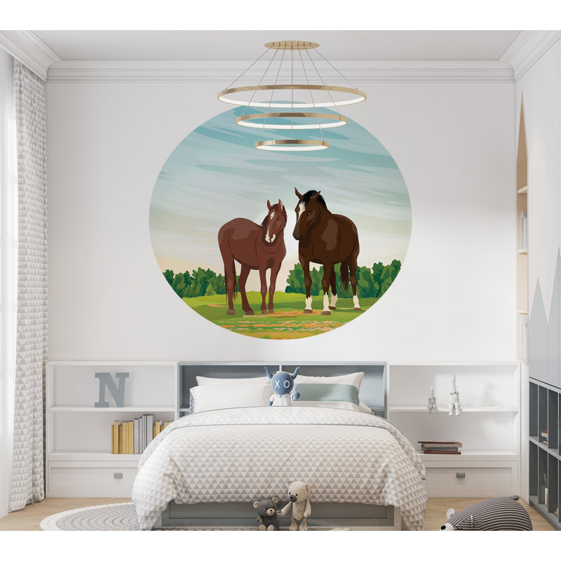 Murale pelez et collez de qualité supérieure - Chevaux dans la nature, L 96 po x l 120 po