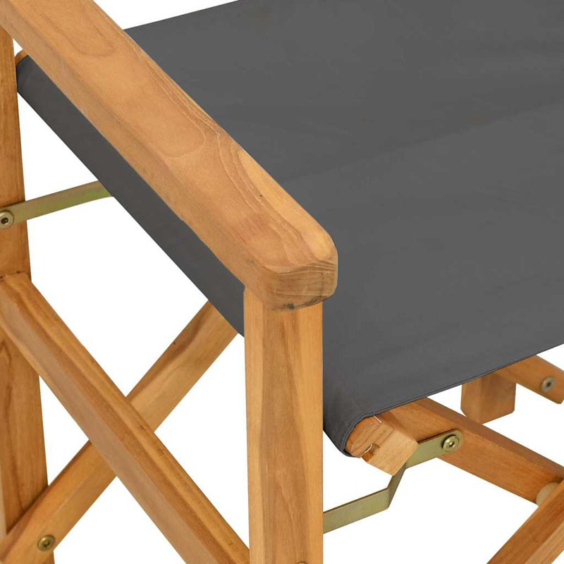 Ensemble de 2 chaises de réalisateur, bois de teck, polyester, Gris