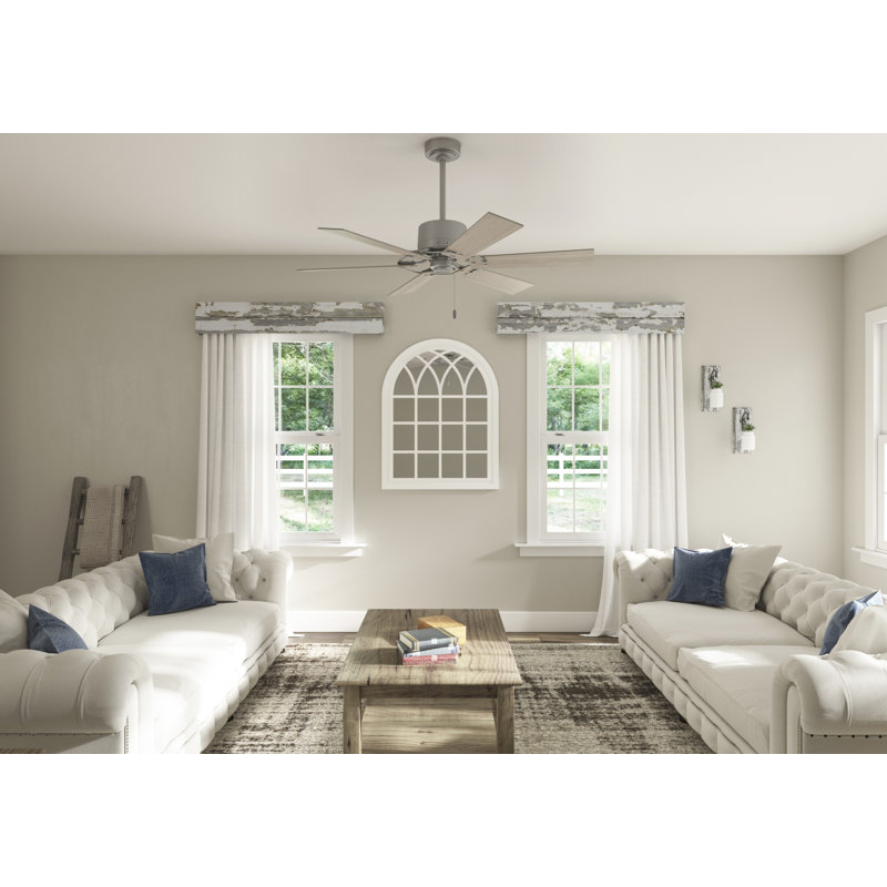Gilrock 52" Matte Silver and Light Brown 6-Blade Ceiling Fan