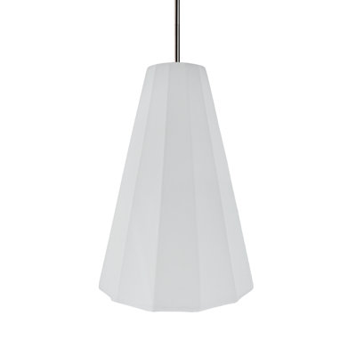 Radiance - Luminaire suspendu 1 lumière cannelé - Blanc brillant - Nickel brossé - l 9 po x H 13 po - Ampoule remplaçable - Tige rigide