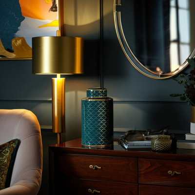Pot décoratif en grès cérame avec motif festonné et couvercle amovible de style Glam