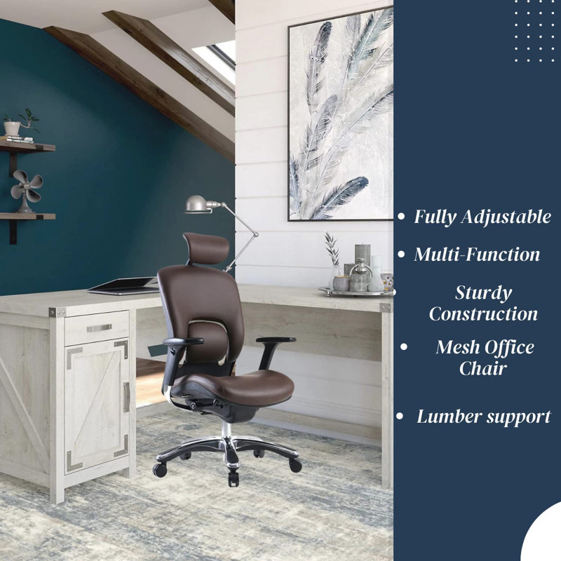 Ergolux Genuine Leather Executive Chair with Headrest