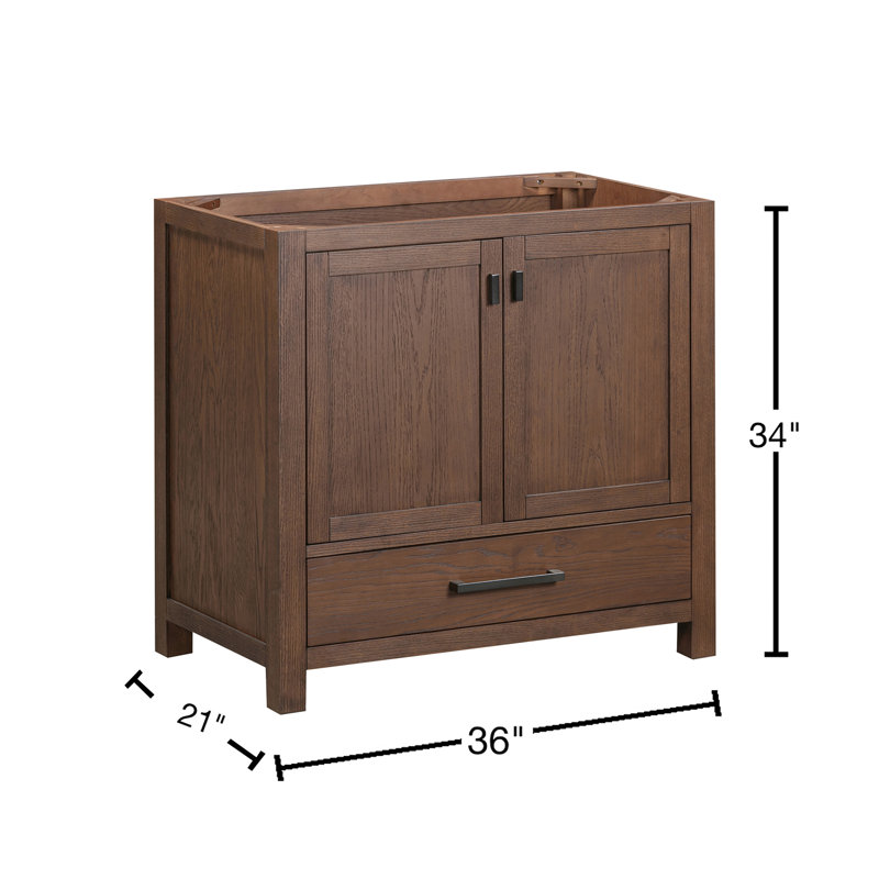Modero 36'' W Single Bathroom Vanity Base, Mocha Oak