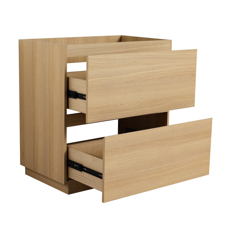30" Bathroom Vanity Without Sink - Modern Double Drawer Fixture Freestanding In Oak Engineered Wood Storage Vanity, Cabinet With Drawer, Modern, Engineering Wood, Long-Lasting