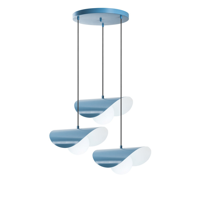 Elegant Light Blue Chandelier, Adjustable Height 29.5 - 44.1 Inches | Durable Metal Body, 19.7 Inches Diameter | 3 x E27 Max 40W Sockets (Bulbs Not Included) | Perfect for Living Rooms, Dining Areas & Entryways