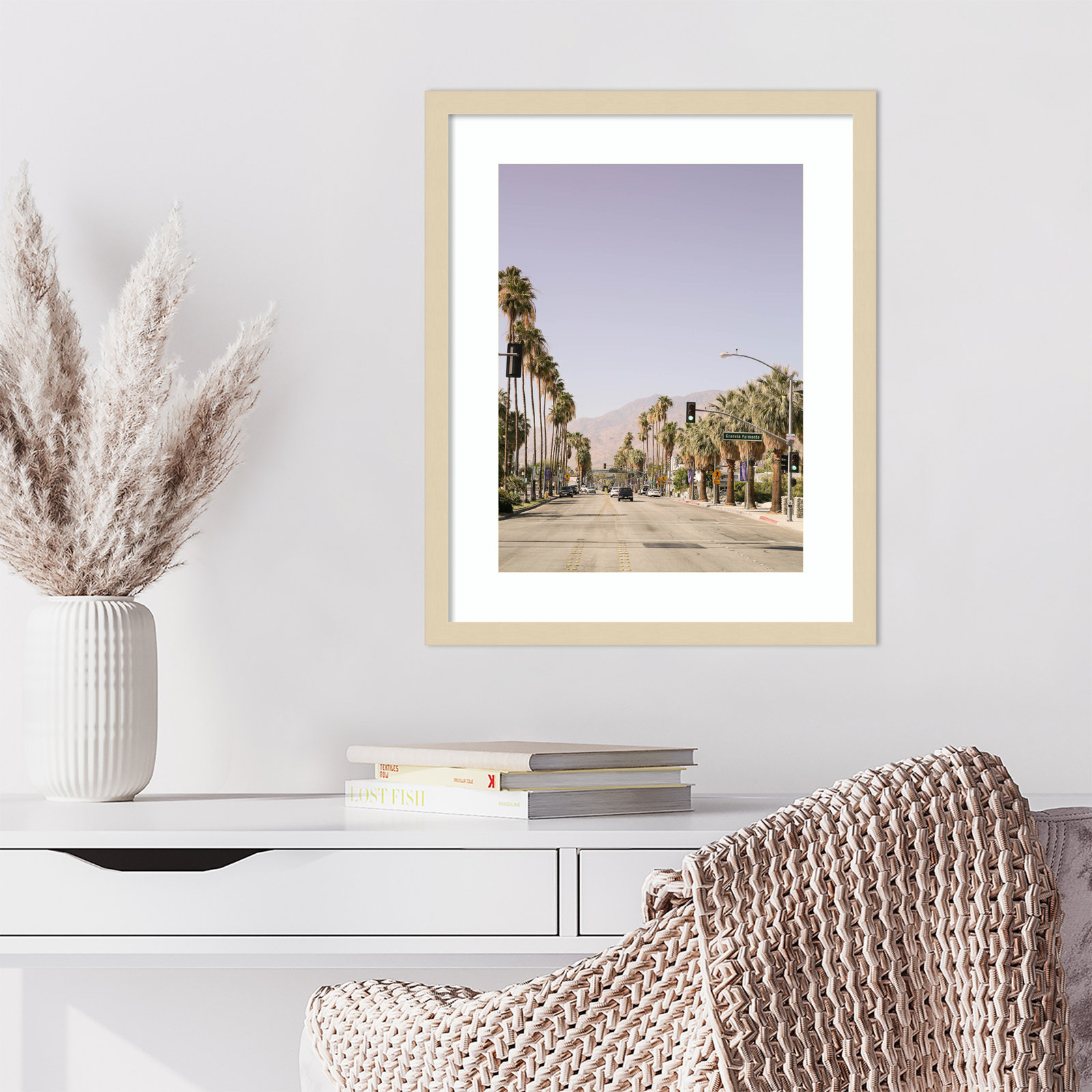 Palm Spring Street by Shot by Clint Wood Framed Wall Art Print, Brown, 21" H x 17" W