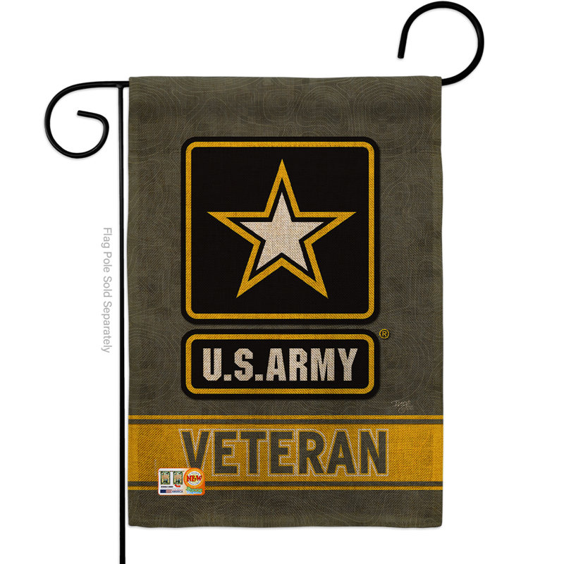 Vétéran de 2 côtés 18,5 x 13 po de vétéran marine drapeau de jardin, Armée, Toile de jute