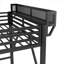 Structure de lit mezzanine en métal noir élégant avec bureau pliable et station de charge intégrée, idéale pour les enfants et les adolescents