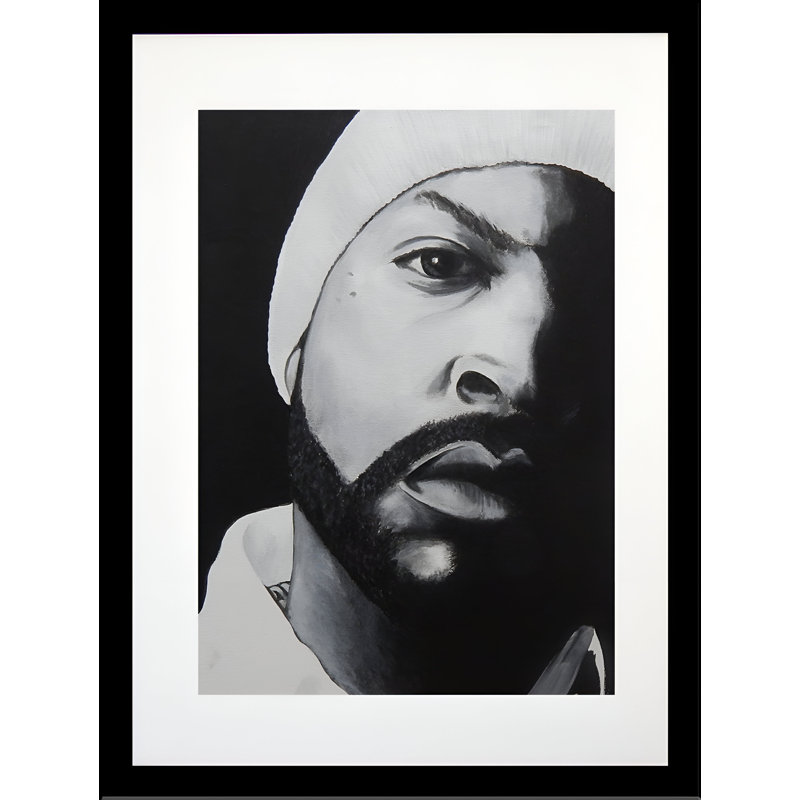 «Ice Cube», reproduction de dessin, H 18,5 po x l 14,5 po, Papier avec cadre noir, Pas de tapis