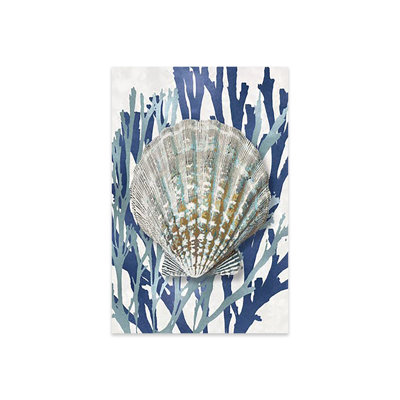 Coquillage, corail, bleu turquoise, impression sur verre acrylique