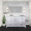 Meuble-lavabo blanc 60 po X P 22 po D, dessus en marbre de Carrare, ensemble de robinet et Miroir