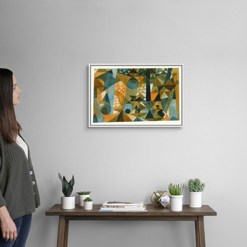 Reproduction d’art sur toile, "composition" par Paul Klee, H 18 po x l 26 po x P 1,75 po, Cadre blanc