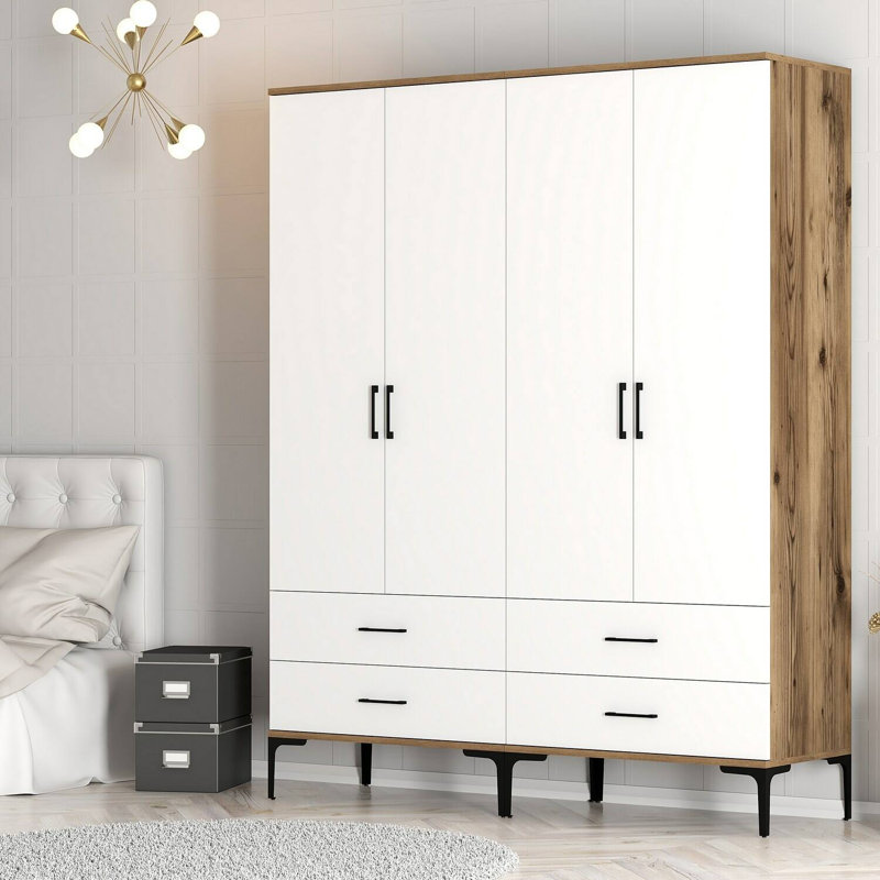 Alurta Manufactured Wood Wardrobe, Walnut/White