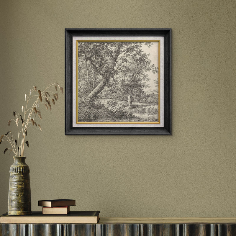 Croquis classique d'un arbre de forêt, nature élégante, paysage rustique, illustrations françaises, Noir