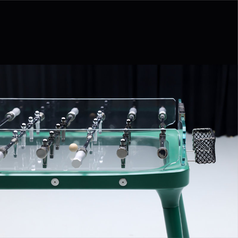 Table de soccer haut de gamme en bois de noyer vert minimaliste