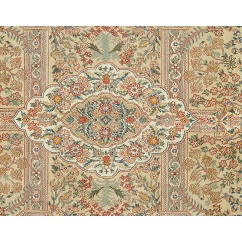 Tapis beige et ivoire noué à la main de haute qualité