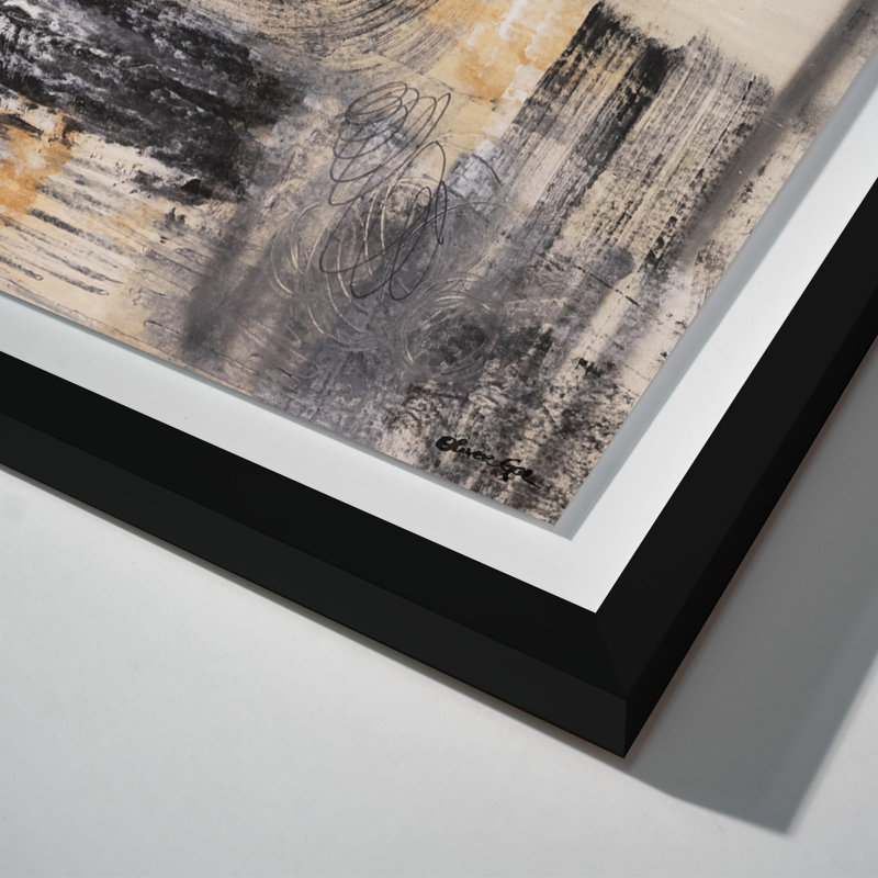 Oliver Gal Golden Ash Abstract - Luxury Shadowbox Framed Wall Art, 37.5" H x 31.5" W, Black
