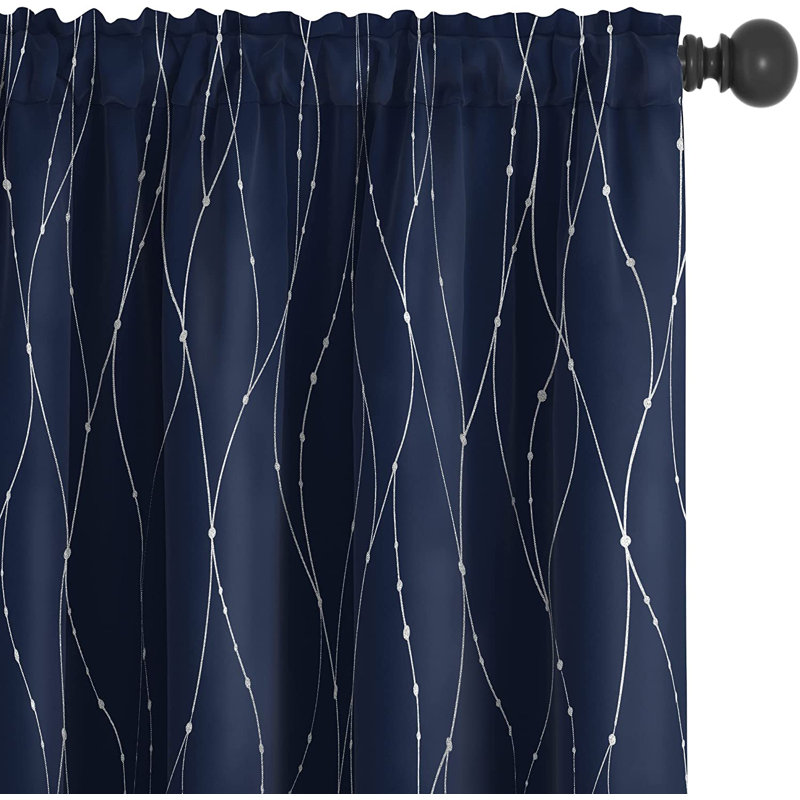 Flurin Room Darkening Curtain Pair, Navy Blue, 52" W x 63" L