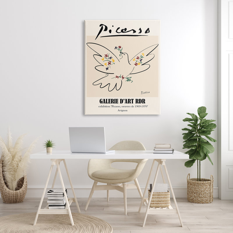 Art mural sur toile tendue surdimensionné classique Picasso par Colombe paix par Ros Ruseva, Toile tendue, H 48 po x l 36 po