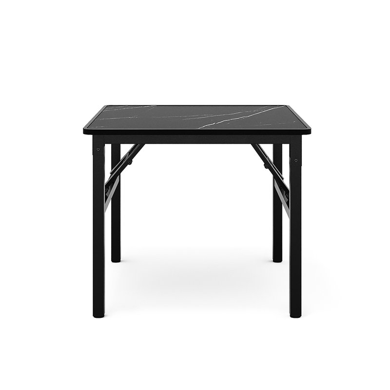 Denniston Metal Base Dining Table, 51cm H x 60cm L x 60cm W, Black, Black