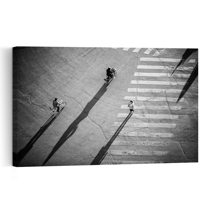 «Long Shadows Street Walk», impression abstraite contemporaine sur zèbre, art mural, 16" H x 24" W