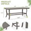 Ensemble de conversation de patio 7 pièces en aluminium avec table basse, table de bout, repose-pieds et coussins gris clair