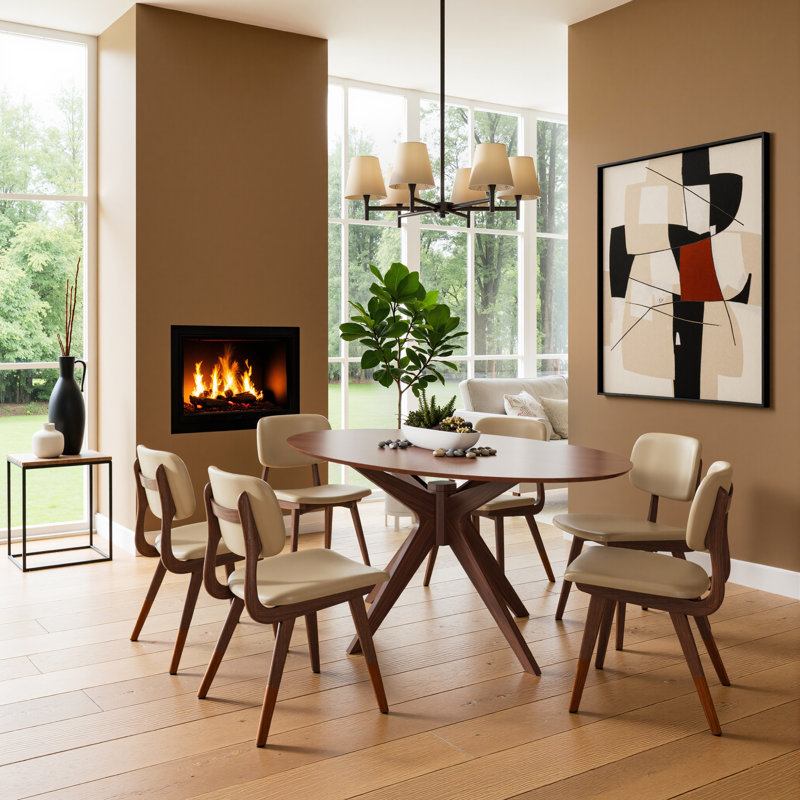 Fenway Oak Oval Dining Table, Walnut Top/Walnut Base