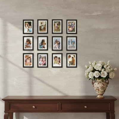 Multi-Photo Frame Set (10 Pieces, Black), 5×7 Inch (Can Be Switched To 4×6 Inch), Suitable For Both Hanging And Display.