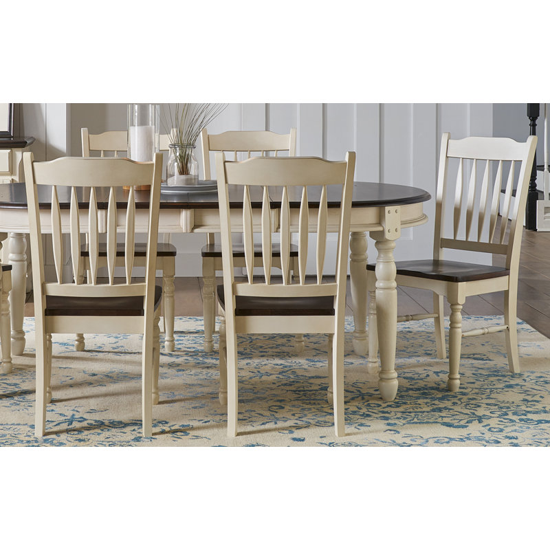 Letizia 17.32'' H Solid Wood Side Chair, Chalk/Cocoa Bean