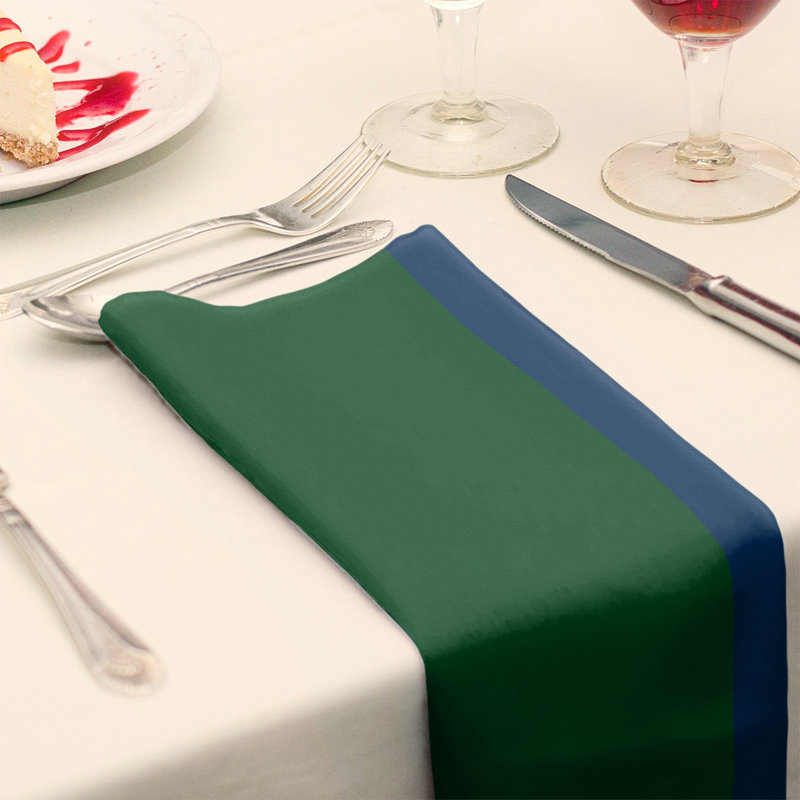 Utah Striped Square Napkin, 22" W x 22" L, Green/Navy/Gold, Polyester