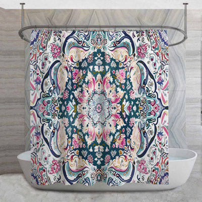 Rideau de douche Mandala - Décoration géométrique de salle de bain Art Déco