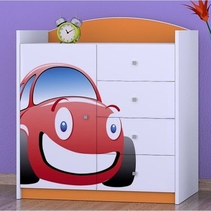 Nevarez Kids 4 - Drawer Combo Dresser, Orange
