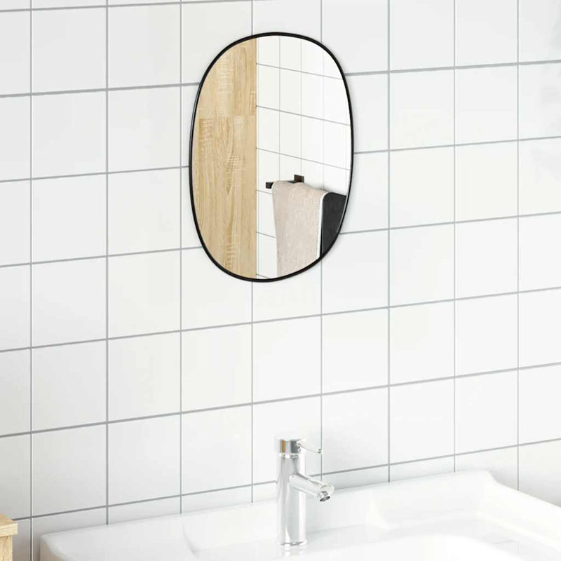 Oval Mirror, Black, 40 cm H x 30 cm W