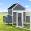 Large Chicken Coop For 10 - 15 Chickens With 23 Sq. Ft Run, Two Nesting Boxes Egg Laying, Activity Swings And Perches, Multiple Doors Easy Entry, Pull Out Tray Maintenance, Weather Paint Roof, Grey