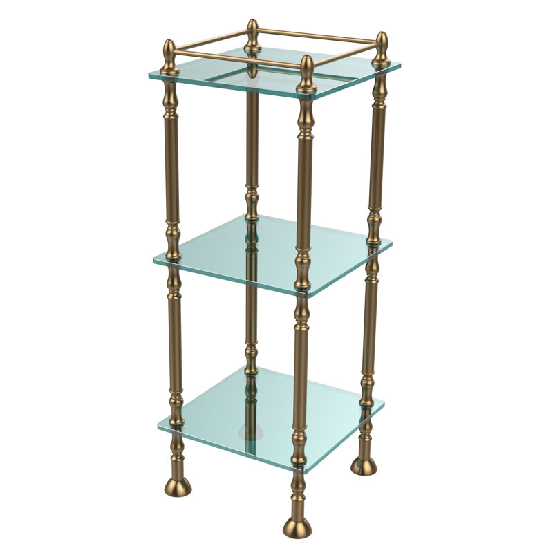 Metal Bathroom Shelves, Brushed Bronze
