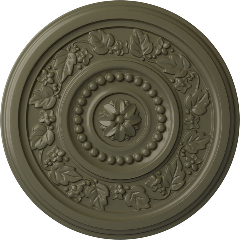 Médaillon de plafond Endurathane Melonie, DO 16 po x P 3 5/8 po x P 3/4 po (convient aux auvents jusqu'à 6 3/8 po), fini argent chaud peint à la main