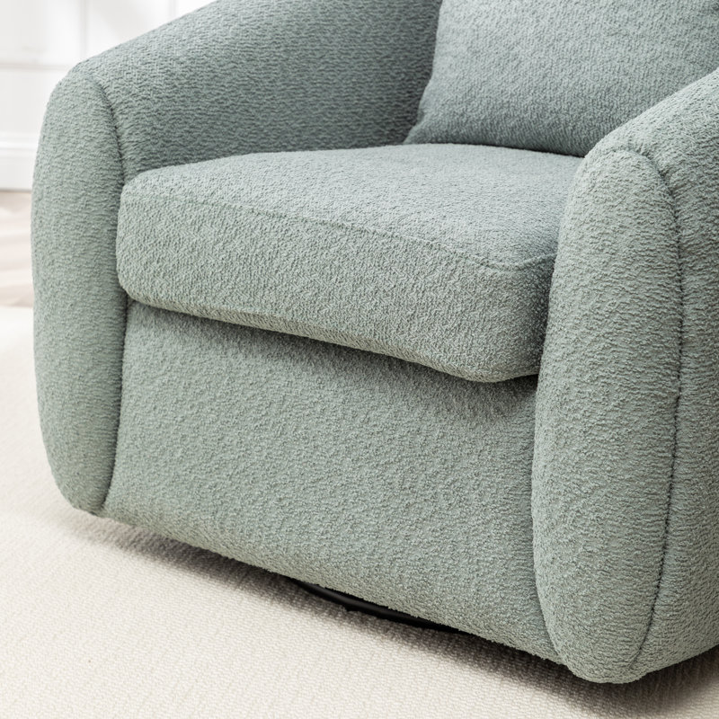 Shively 32'' Wide Upholstered Swivel Chair, Teal
