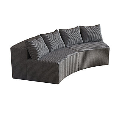 Curved Sectional Sofa With Four Pillows, Curved Modular Semi Circular Sofa