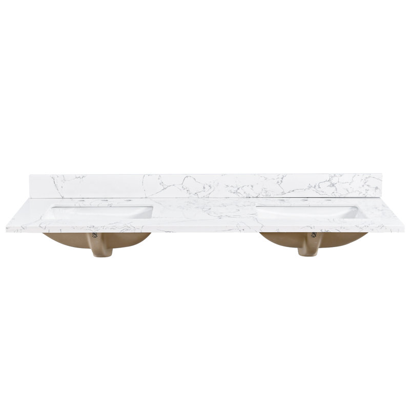 60'' Engineered Stone Double Bathroom Vanity Top with Sink