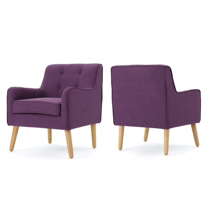 Kie 25" Wide Tufted Polyester Armchair (Set of 2), Purple Polyester Blend