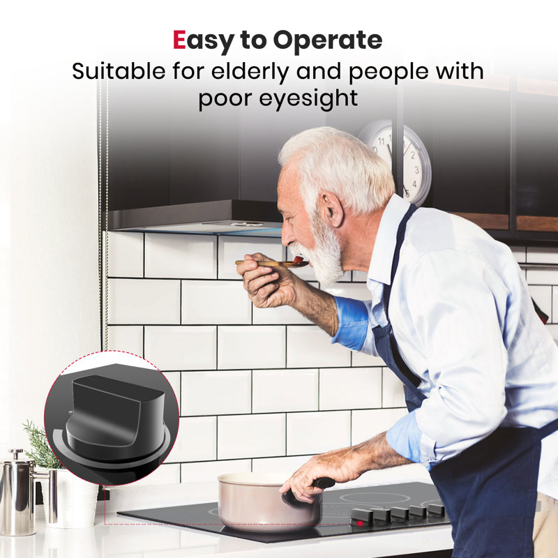 36 in. 5 Elements Electric Cooktop, Built-in Ceramic Glass Stove Top, Knob Control
