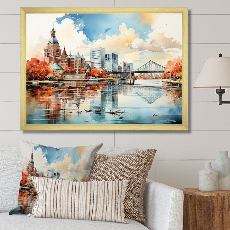 Jacksonville Bay Florida IV, H 12 po x l 20 po x P 1 po, Encadrement doré