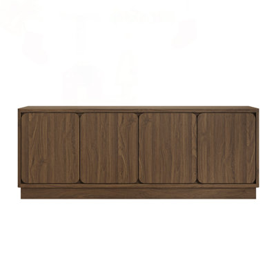 Walnut 63-Inch TV Stand with 4 Storage Doors