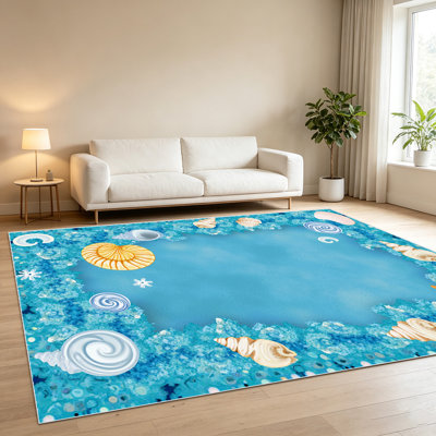 1PC Nautical - Seashell Style Area Rugs for Living Room, Soft and Comfortable, Suitable for all seasons, easy - to - maintain, machine washable Indoor floor mat, Under Table Farmhouse suitable for Bedroom, Balcony, Patio, Sunroom, Hallway, Home...